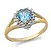 9ct Yellow Gold Heart Shaped Blue Topaz and Diamond Dress Ring