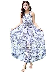 General Print Halter Sleeveless Chiffon Maxi Dress 