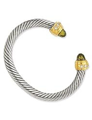 Sterling Silver Gold-plated Antique Cz Bangle, Best Quality Free Gift Box Satisfaction Guaranteed