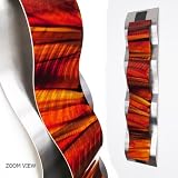 Rhythmic Curves - Red Orange Modern Abstract Metal Wall Art Sculpture Painting Home Decor
