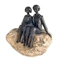 Faux Stone Couple Reading Figurine