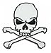 White Skull Crossbones Patch Biker Death Danger Embroidered Iron On Applique