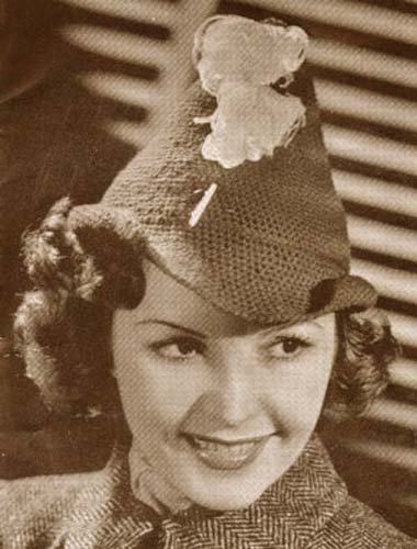 Vintage Crochet Pattern Peak Slouch Hat Cap Kindle 