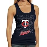 MLB Minnesota Twins Ladies Navy Blue Repeater Tank Top (Large)