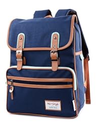 Apparel: [HotStyle Basic Classic] SmileDay Vintage Laptop Backpack for College School, Sapphire