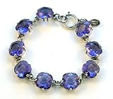 Sterling Old Silver Link Bracelet with Tanzanite Crystals by Catherine Popesco