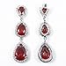 EVER FAITH® 3 Teardrop Zircon Pierced Earrings Red Austrian Crystal