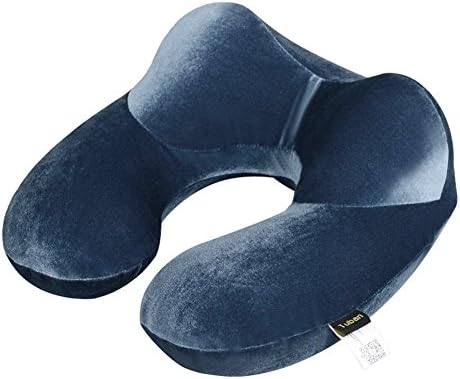 The new U-shaped inflatable - protect cervical pillow outdoor portable - Travel Pillow Sambo (Deep Blue)