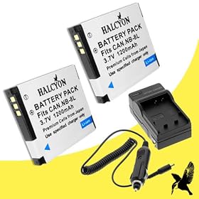 Two Halcyon 1200 mAH Lithium Ion Replacement Battery and Charger Kit for Canon PowerShot A3200 IS 14.1 MP Digital Camera and Canon NB-8L