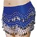SEXY BELLY DANCER COSTUME HIP SCARF - ROYAL BLUE WITH SILVER COINS