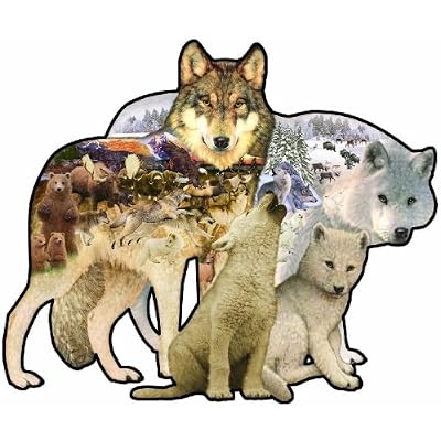 Wolf Song Shaped Jigsaw Puzzle by Dennis Rogers 1000pc