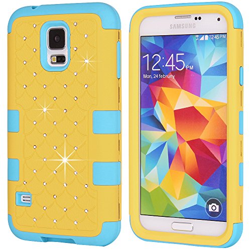 Galaxy S5 Case, KAMII 3 Layers Verge Hybrid Soft Silicone Hard Plastic Triple Quakeproof Drop Resistance Protective Case Cover for Samsung Galaxy S5 (Yellow Blue) Galaxy S5 Case, KAMII 3 Layers Verge Hybrid Soft Silicone Hard Plastic Triple Quakeproof Drop Resistance Protective Case Cover for Samsung Galaxy S5 (Yellow Blue)