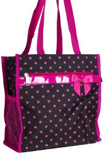 J Garden Polka Dot Print Collection Canvas Travel Tote Bag with Coin Purse 12-inch