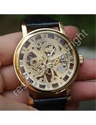Winner Skeleton Automatic Mechanical Watch Handwinder Unisex Leather Band Lovers Watches Win023