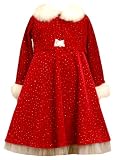 Bonnie Jean Girls 2-6x Sparkle Stretch Velvet Dress With Faux Fur Trim Jacket