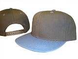 Black & Navy Blue Vintage Style Snap Back Flat Bill Adjustable Baseball Cap Hat