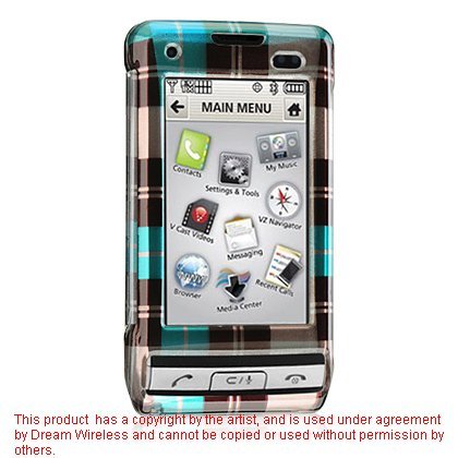 NEW Burbbery Checkbox Checkered Blue Snap-On Cover Case Cell Phone Protector for LG Dare VX9700 VX-9700 +Belt Clip