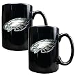 Philadelphia Eagles 2pc 15oz Black Ceramic Mug Set - Primary Logo NFL Football
