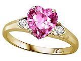 2.04 cts Lab Created Pink Topaz and Genuine Diamond Ring - 14kt White or Yellow Gold