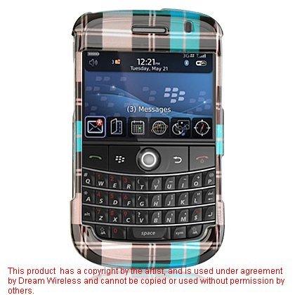 NEW Burbbery Checkbox Checkered Blue Design Snap-On Cover Hard Case Cell Phone Protector for BlackBerry Bold 9000