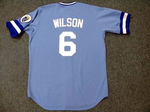 WILLIE WILSON Kansas City Royals 1985 Majestic Cooperstown Throwback Baseball Jersey, LARGE