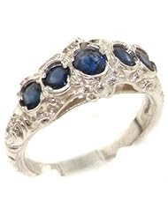 Luxury 925 Solid Sterling Silver Natural Sapphire Victorian style Eternity Ring - Finger Sizes 4 to 12 Available