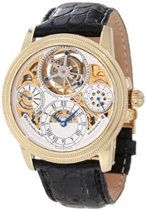 Stuhrling Original Men's 213T.333X2 Tourbillon Limited Edition Saturnalia Tourbillon Mechanical Power Reserve Indicator Gold Tone Watch