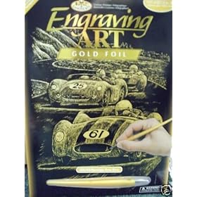 NOSTALGIC RACING CARS RACE GOLD ENGRAVING ART & TOOL A4