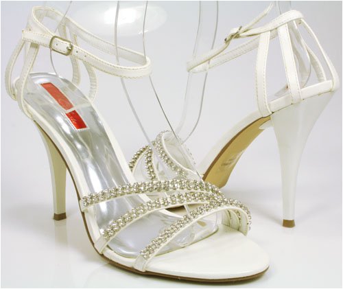 Super Strappy Jeweled White Wedding Formal Sandals