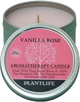 Vanilla Rose Aromatherapy Candle- 24 hr. burn time- made with 100% pure essential oils
