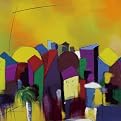 Handpainted Sun City - 24 x 24"