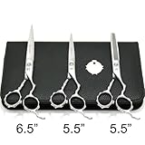 Harutake Professional Hair Cutting Scissors Shears Barber Thinning 5.5 6.5 Bamboo Handler+ Hidden Tension Screw with Light Blue Crystal