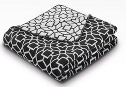 Biederlack 585707 Wohndecke World Affairs 150 x 200 cm, schwarz - wei&szlig; gemustert