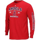 Majestic Los Angeles Angels of Anaheim Youth Past Time Original Long Sleeve T-Shirt - Red (Medium)