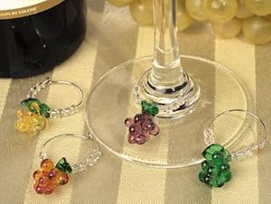 100PC CC2766 Murano Art Deco Collection Grapes Glass Wine Charms Wedding Favors