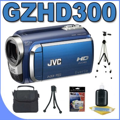 JVC Everio GZ-HD300 60GB Hard Drive HDD High Definition Camcorder (Blue) BigVALUEInc Accessory Saver Bundle