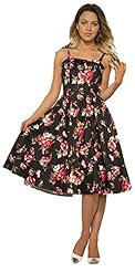 Cotton/Spandex Vintage Square Neck Floral Print  Dress