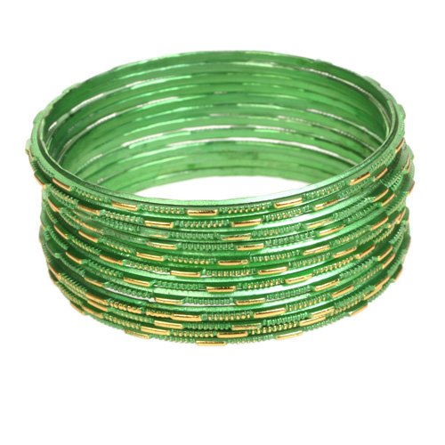 Glass and Metal Green Bangle Twinkling and Jingling  Fair Trade Gifts
