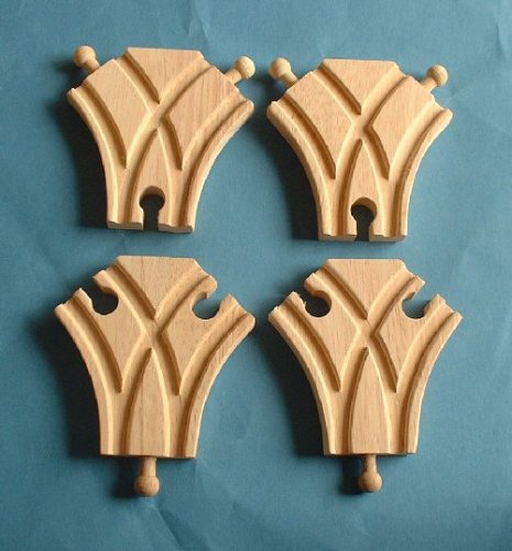 Childrens Toyshop  Toys : Wooden Train Track - 4 x Curved Turnouts (compatible with other leading brands) - Bigjigs Rail