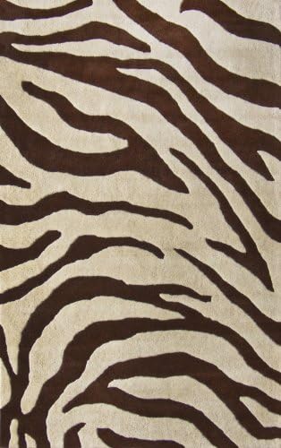 NuLoom Safari Zebra Print 4 Foot x 6 Foot Wool Area Rug, Brown