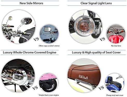 BMS Heritage 2-Tone 150cc 4-Stroke Motorized Gas Powered Scooter 80 MPG 45 MPH- Orange