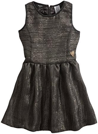 GUESS Kids Girls Little Girl Shantung Sleeveless Dress (2-6x), BLACK (5/6)