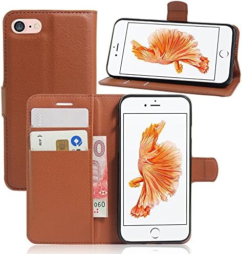 iPhone 7 Case, Moduro [Slimbook Series] Premium Genuine PU Leather Minimalist Folio Wallet Case with Flip Cover and Horizontal Stand (iPhone 7) (Brown)