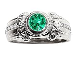 0.80 cts Genuine Colombian Emerald and Diamond Ring - 14kt White or Yellow Gold