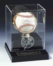 Single Baseball and Glove Display Case with Engraved MLB Team Logo