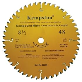 Kempston 99360 8-1/2-Inch by 48 Tooth Industrial Thick Kerf Sliding Compound Miter Blade with 5/8-Inch Arbor and Teflon Coating