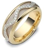 7mm spinning two-tone diamond wedding band ring (0.30cts diamonds 14K Gold)