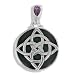 Sterling Silver Black Shell and Amethyst Celtic Design Pendant by Sajen