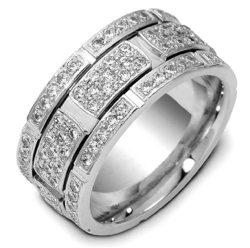 9mm modern diamond wedding band ring (1.47cts diamonds Platinum)