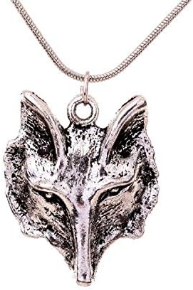 ZMSTORE Jewelry Retro Tibetan Silver Ancient Evil Fox Head Pendant Necklace Chain